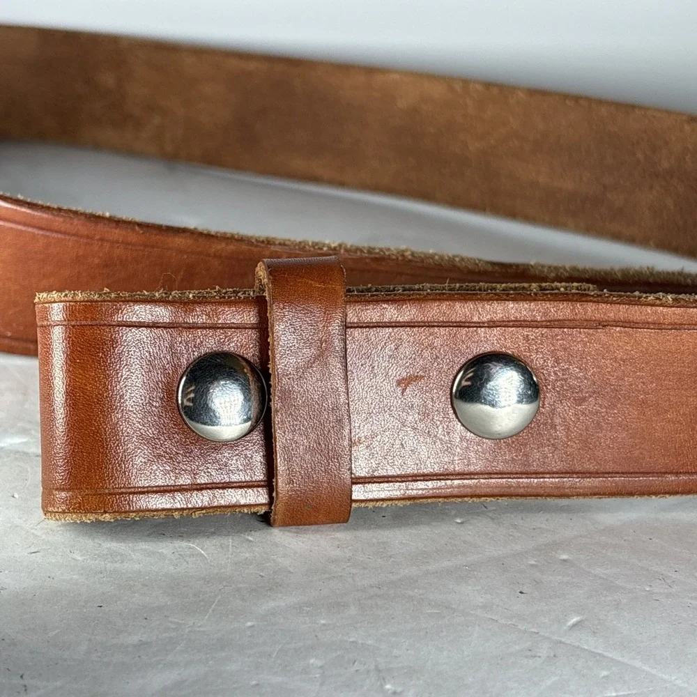 Vintage Brown Leather Belt Unique (Mickey, Superman, Rolling Stones)